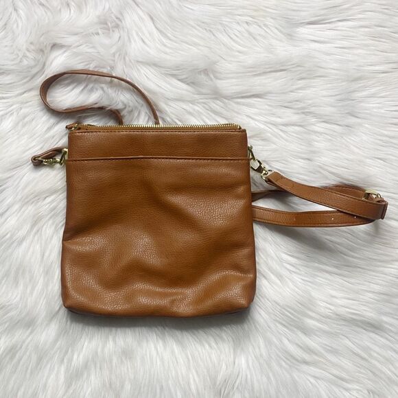 Crocodile Polka Dot Faux Leather Fashion Crossbody Purse Brown and Gold - Picture 3 of 6